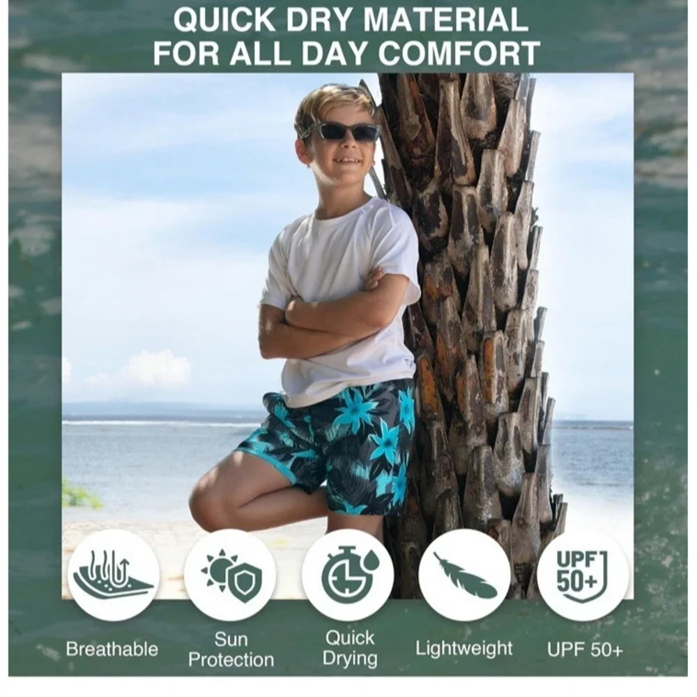 NWT Kanu Surf Boys Adventure Boys Swim Trunks with Compression Liner‎ - Sz 11/12